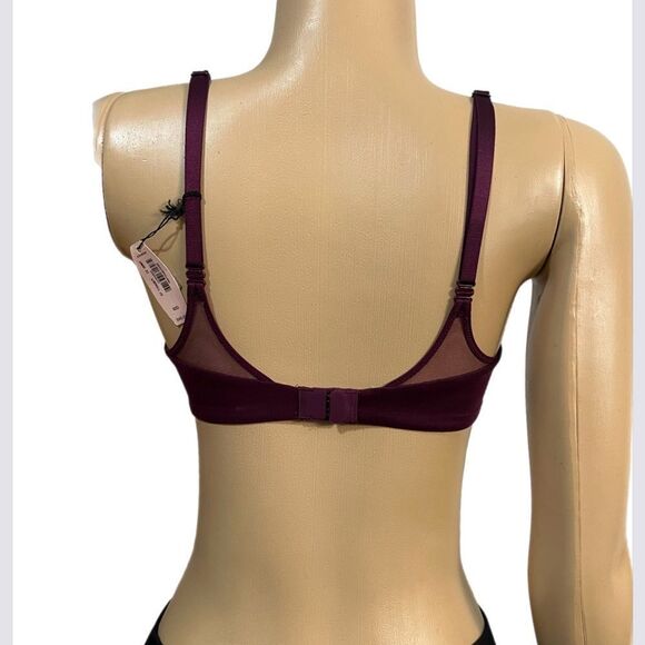 Victoria’s Secret Supersoft Satiny Fabulous unlined semi demi bra burgundy wine - Picture 3 of 4